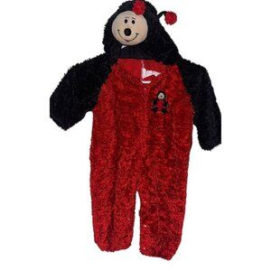 Walmart Toddler Girls Fuzzy Ladybug Costume Dress Up Sz 12-18 Months Red Zip Up
